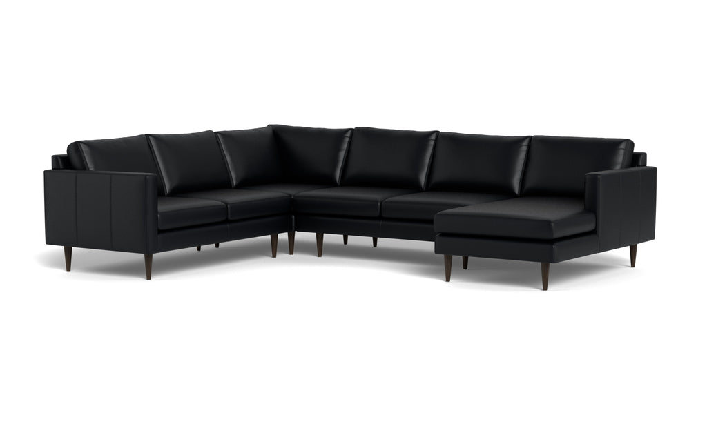 Maverick Leather Corner Sectional With Right Chaise
