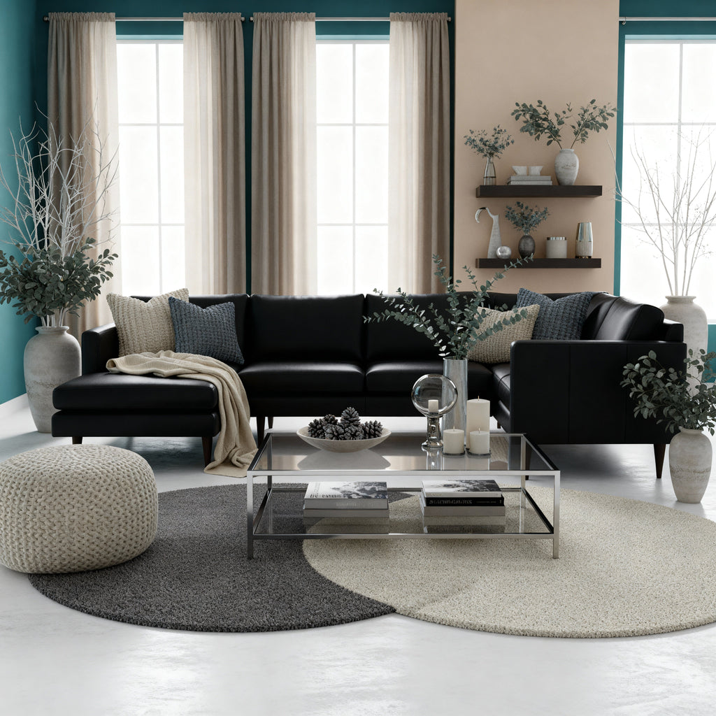 Maverick Leather Corner Sectional With Left Chaise