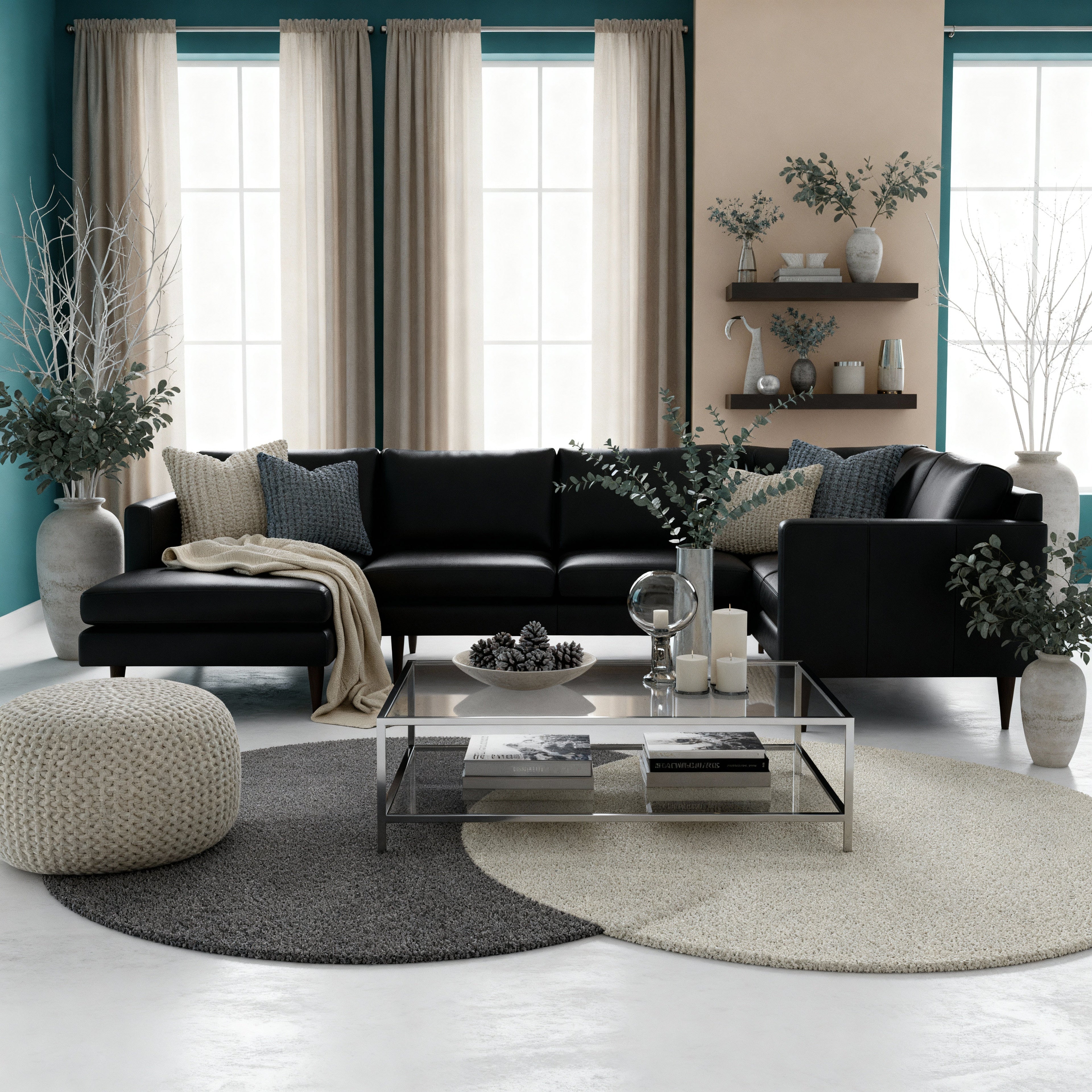 Maverick Leather Corner Sectional With Left Chaise