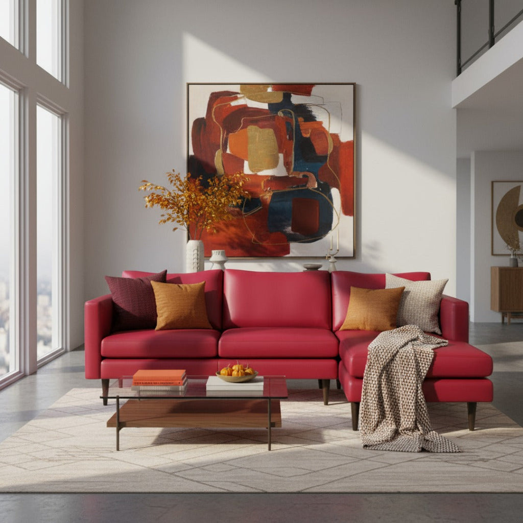 Maverick Leather Right Chaise Sectional