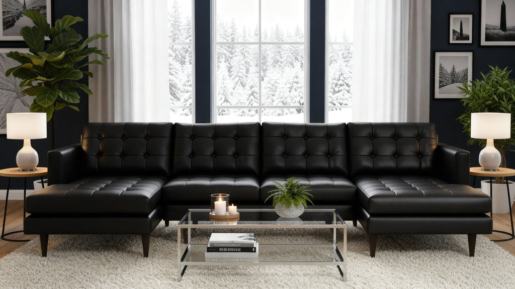 Oakley Leather Double Chaise Sectional