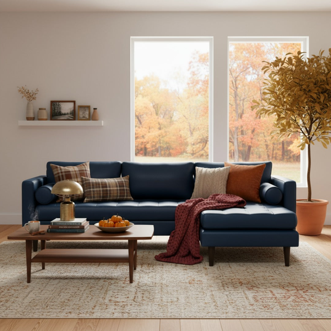 Ayden Leather Right Chaise Sectional